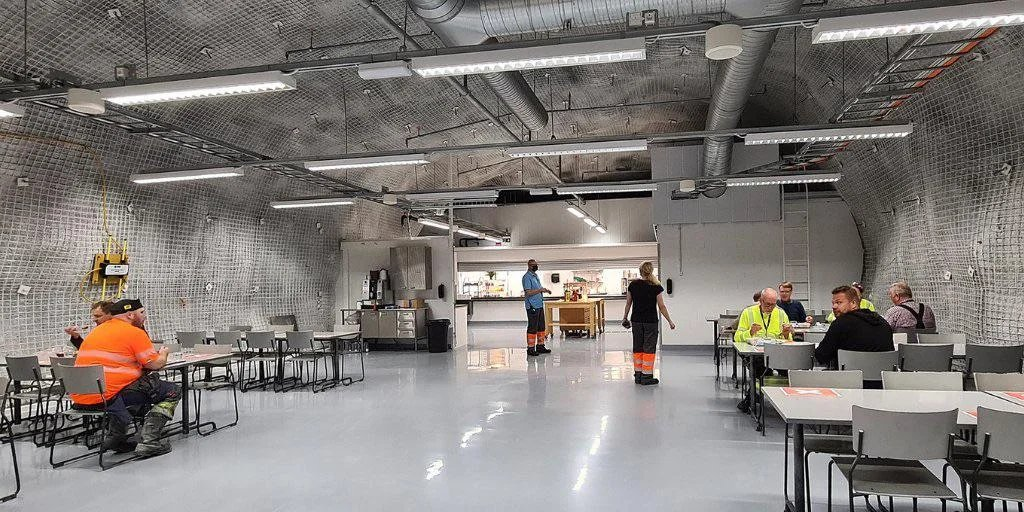 Break room inside the Kittila mine, Finland, almost 1000 meters underground
